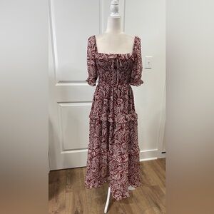 Elegant Maroon Swirl Dress